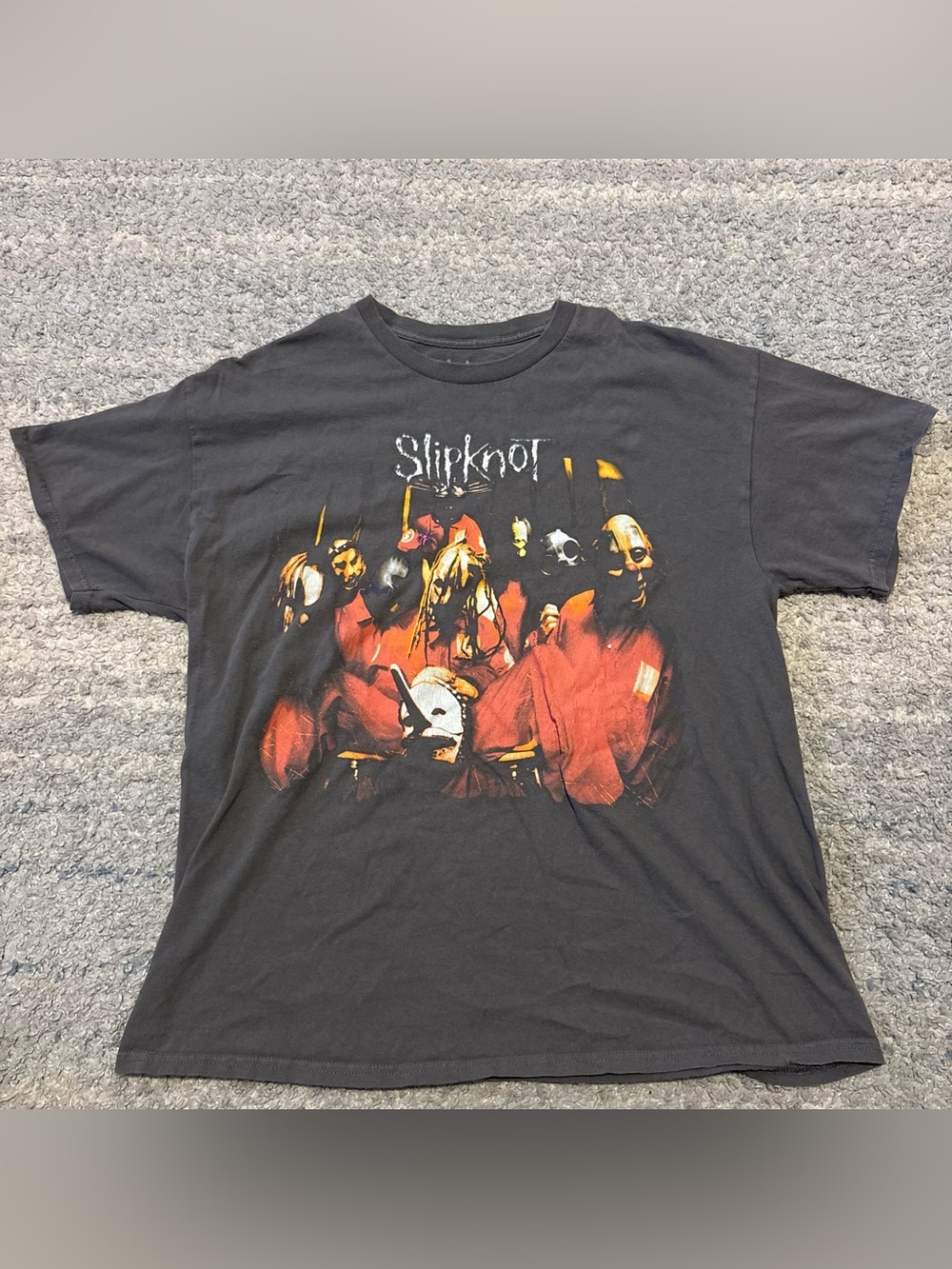 Slipknot Graphic Band Tee Shirt XL Charcoal Faded Black Red Logo Back Print